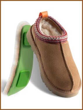 100% Sheepskin Clog Slippers Wool Lined Indoor Outdoor Women